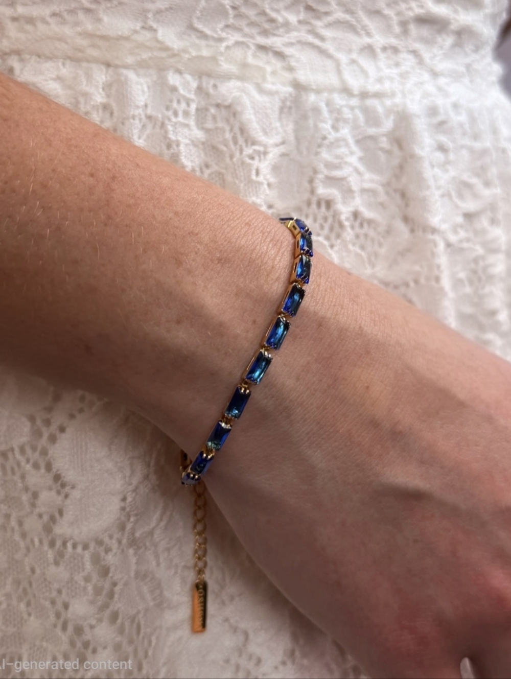 OSHENA Blue Crystal Tennis Bracelet -
